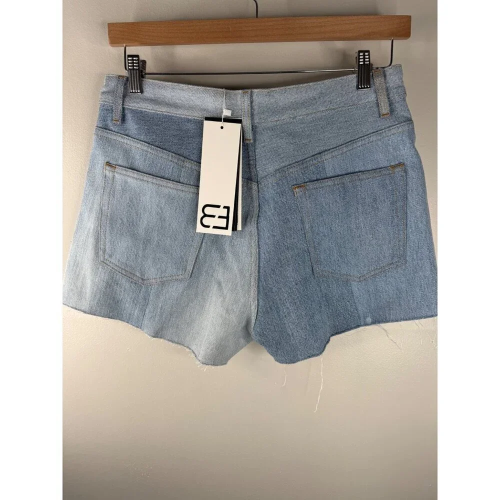 New EB DENIM Upcycled Patchwork Denim Shorts Size 31 - Picture 6 of 6